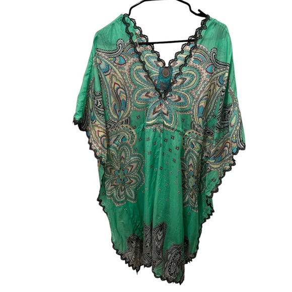 Johnny Was 100% Silk Kaftan Size Medium - Picture 1 of 4